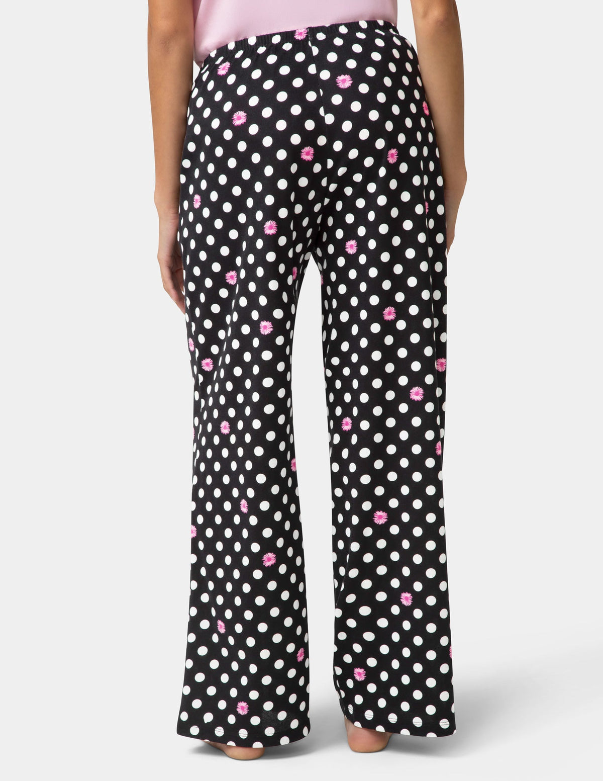 Cotton Candied Daisy Dot PJ Pant - Black | Hue