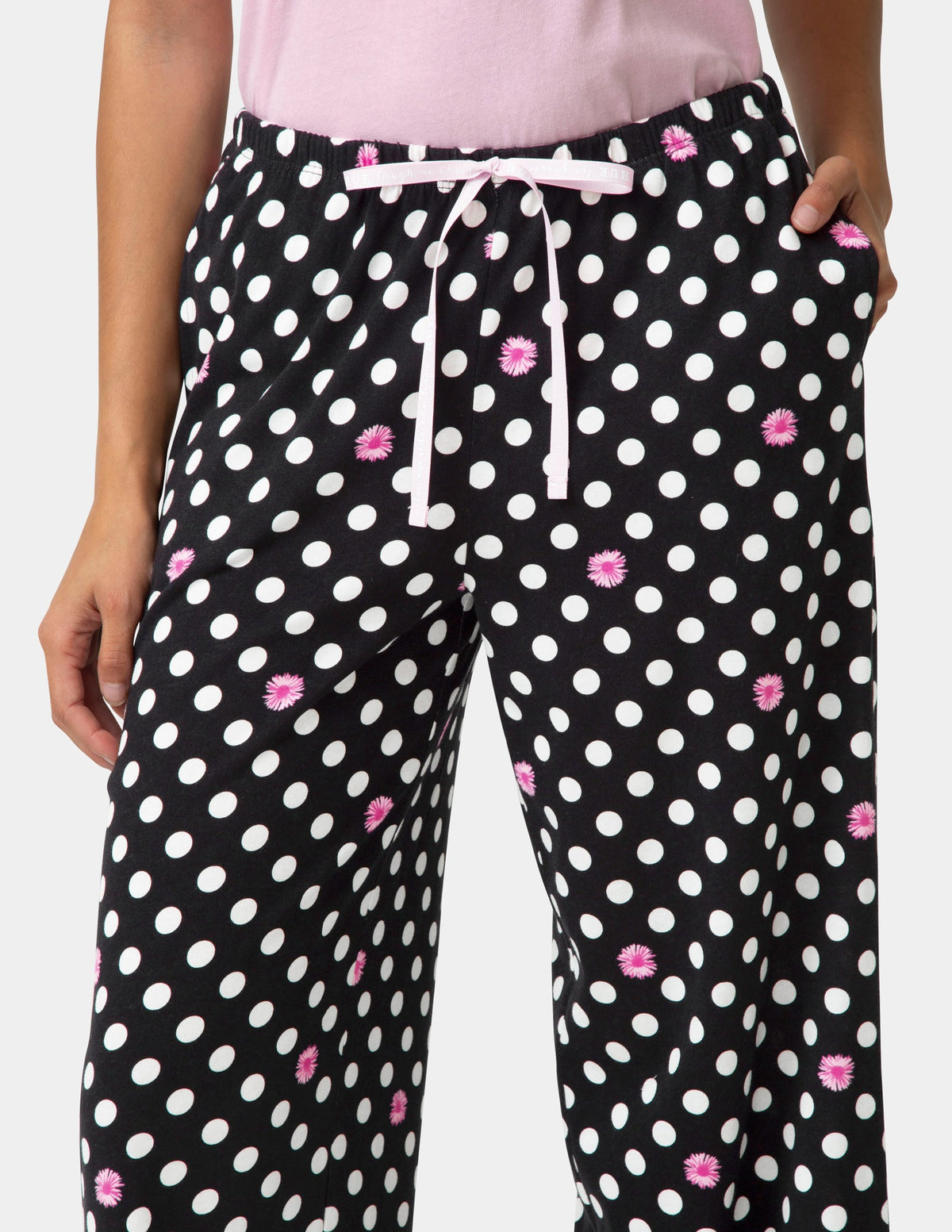 Cotton Candied Daisy Dot PJ Pant - Black | Hue