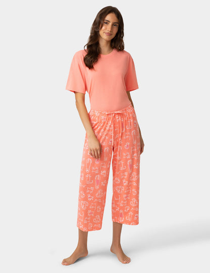 Cat Love Dog PJ Capri - Shell Pink | Hue