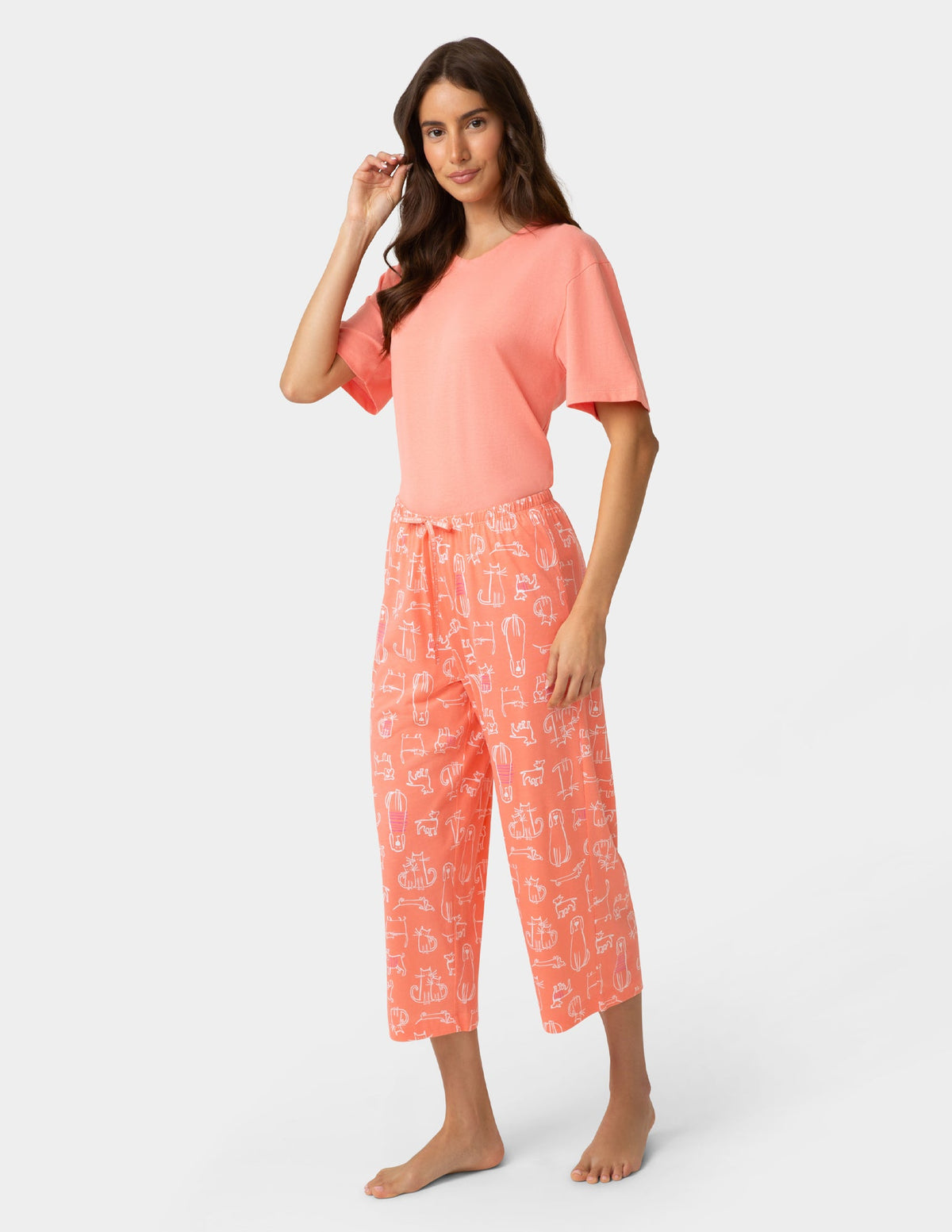 Cat Love Dog PJ Capri - Shell Pink | Hue