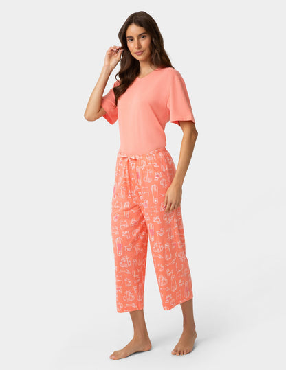 Cat Love Dog PJ Capri - Shell Pink | Hue