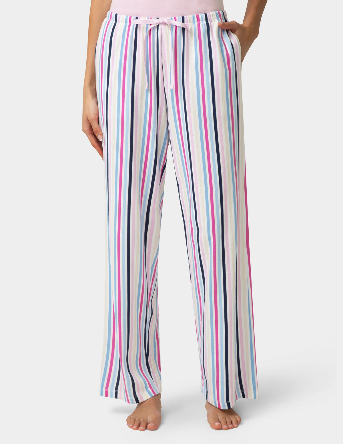 Cotton Candied Sweet Stripe PJ Pant - Bright White | Hue