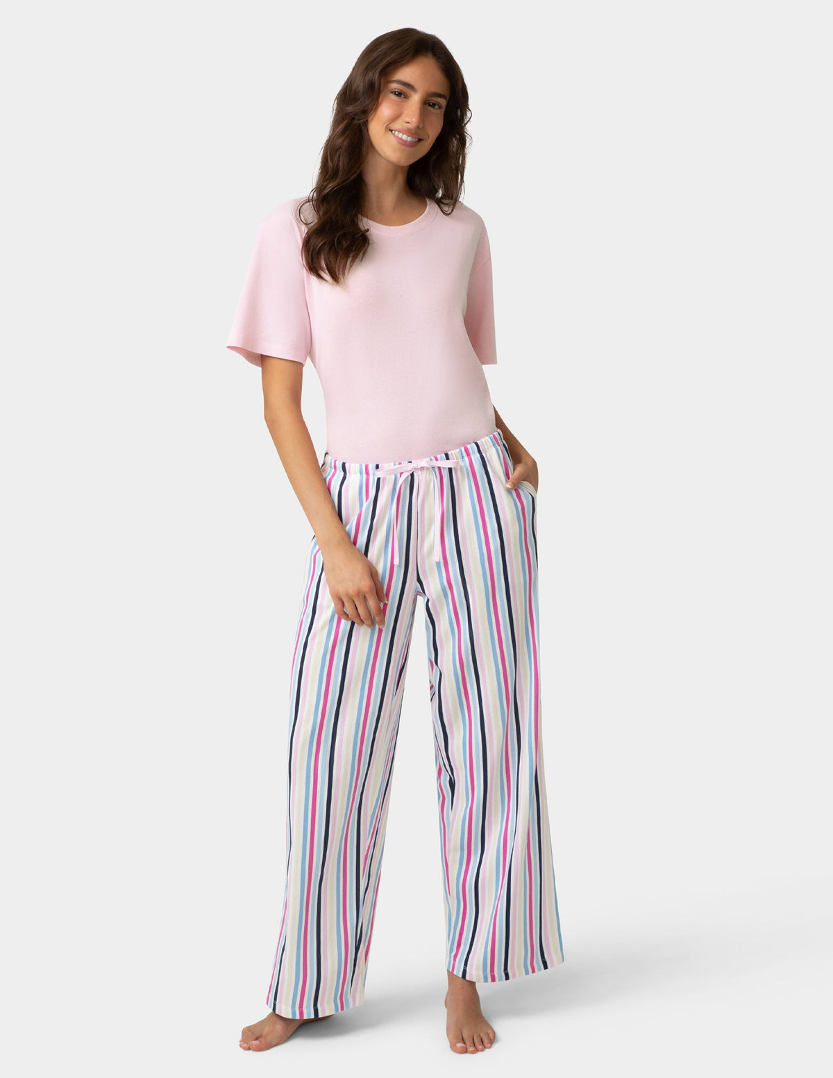 Cotton Candied Sweet Stripe PJ Pant - Bright White | Hue