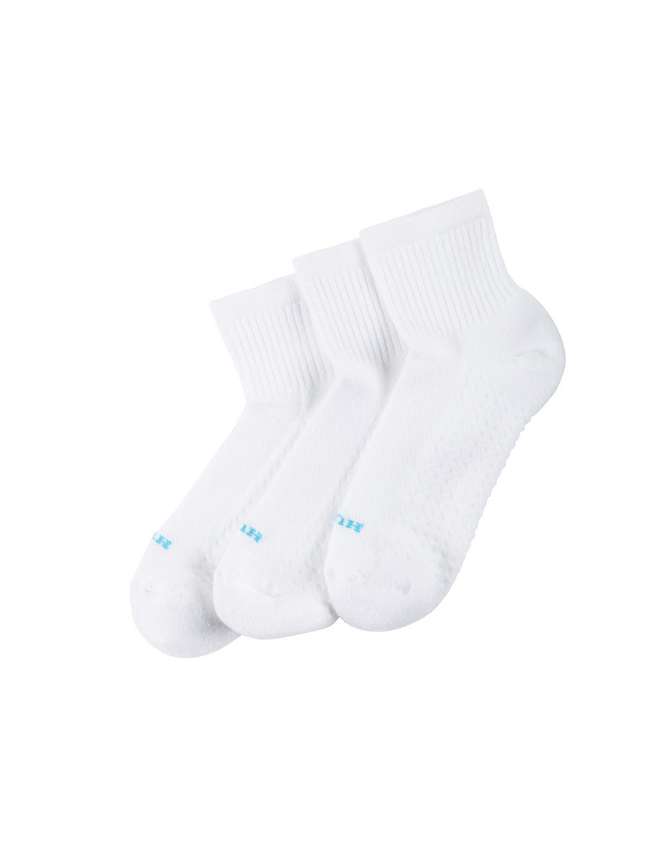Air Cushion Mini Crew Top Sock 3 Pair Pack - White | Hue