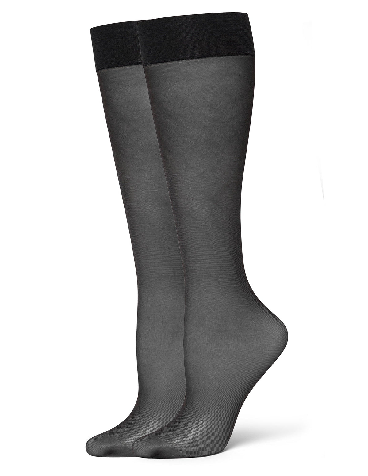 Sheer Knee High Socks 2 Pair Pack - Black | Hue