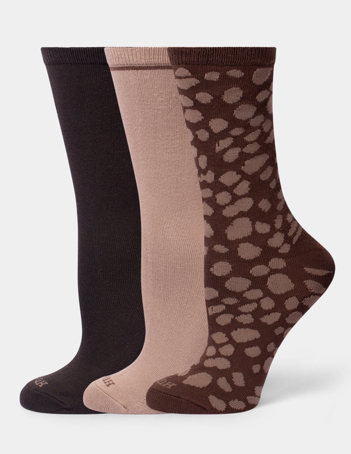 Super Soft Crew Sock 3 Pair Pack - Brown Leopard | Hue