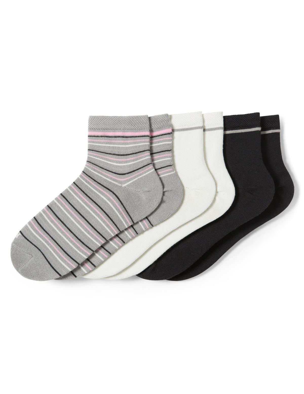 Super Soft Shorty Sock 3 Pair Pack - Grey Stripe | Hue
