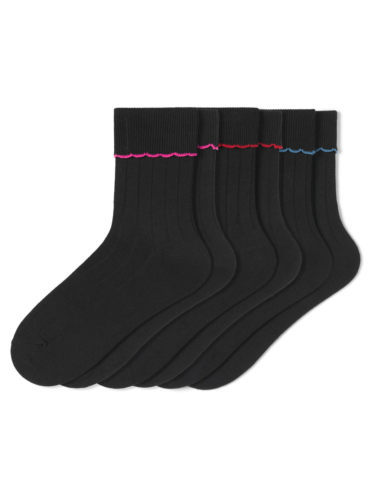 Scalloped Turncuff Sock 3 Pair Pack - Black Multi | Hue