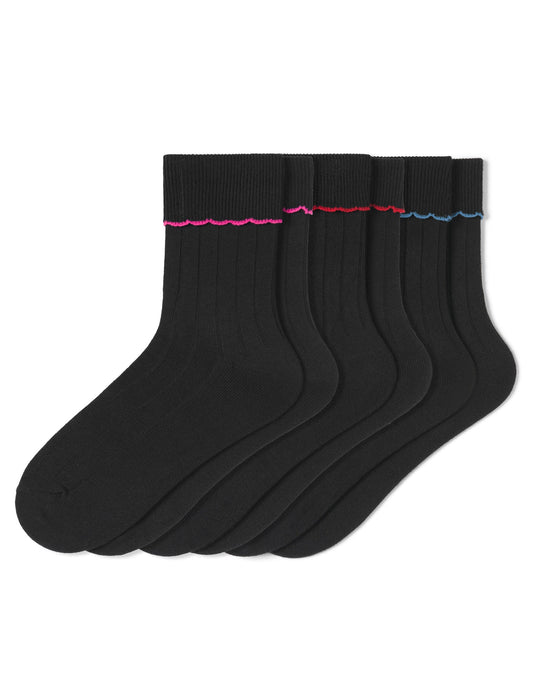 Scalloped Turncuff Sock 3 Pair Pack - Black Multi | Hue