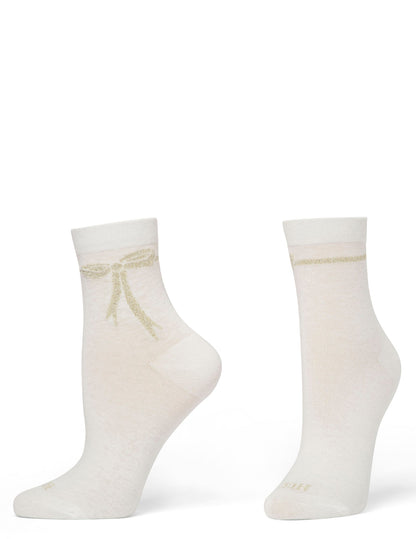 Metallic Bow Sock - Ivory | Hue