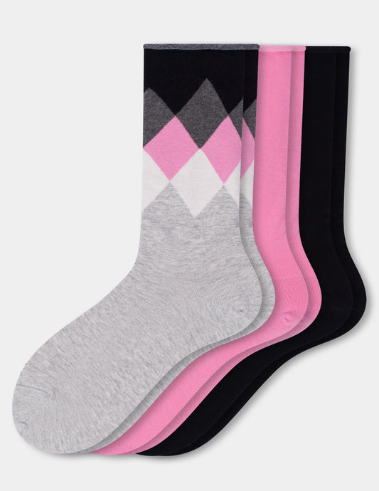 Jeans Socks Crew 3 Pair Pack - Ombre Argyle | Hue
