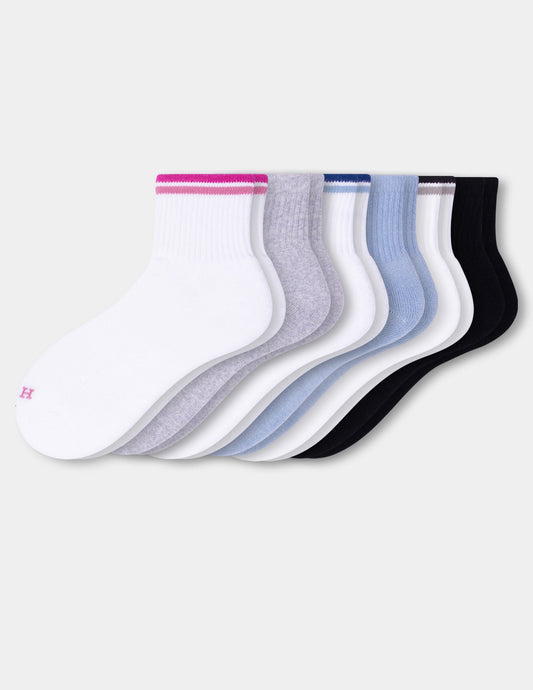Sport Mini Crew Sock 6 Pair Pack - Micro Stripe | Hue