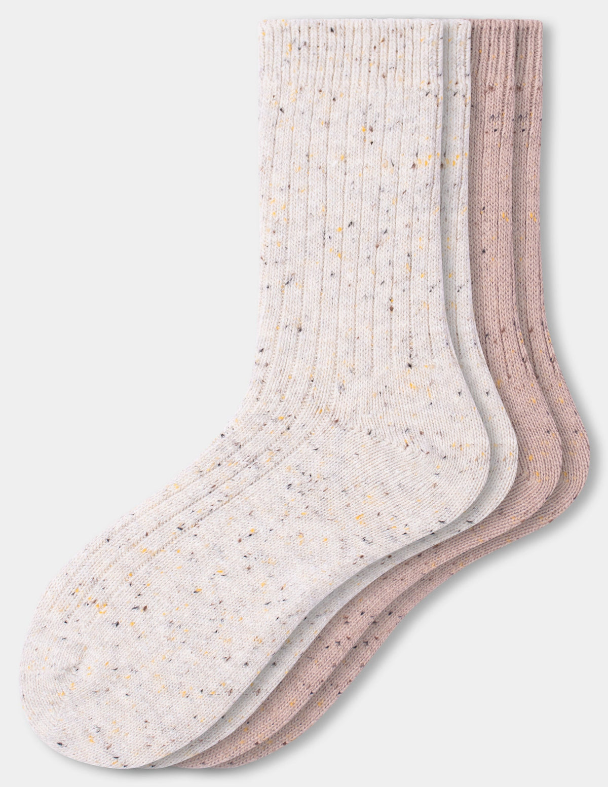 Tweed Ribbed Crew 2 Pair Pack - Ivory | Hue