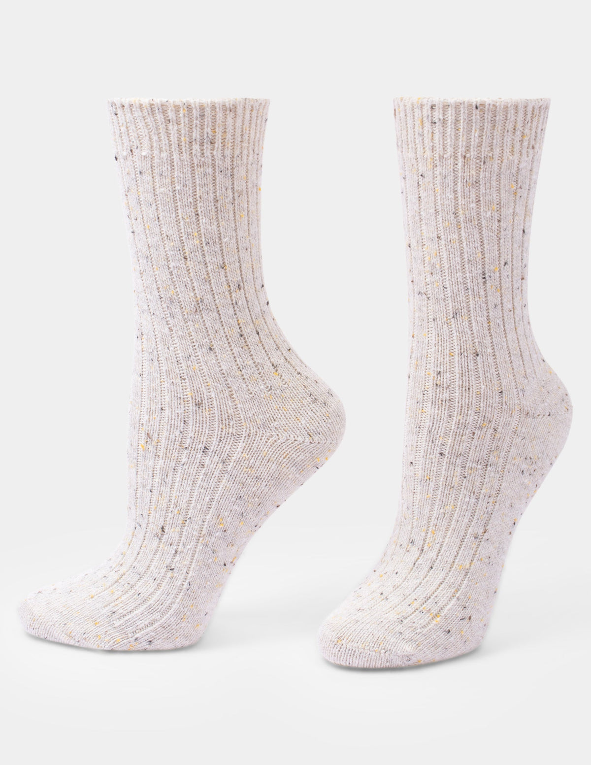 Tweed Ribbed Crew 2 Pair Pack - Ivory | Hue