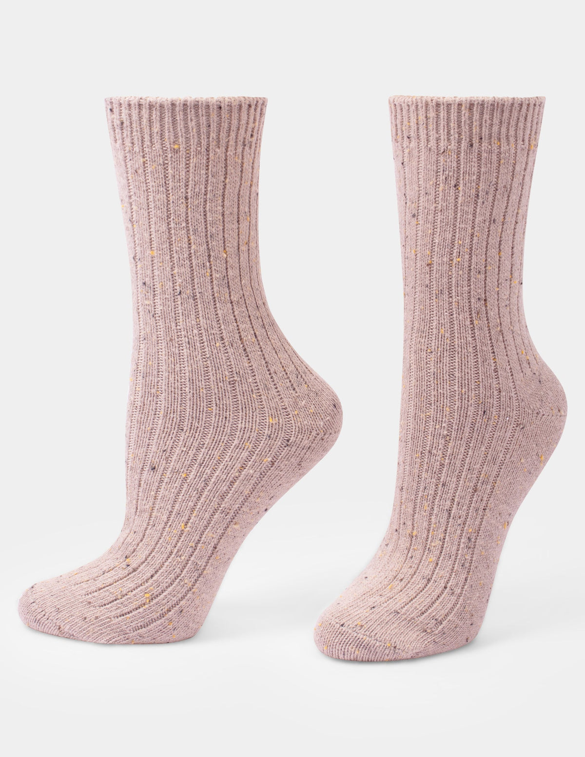 Tweed Ribbed Crew 2 Pair Pack - Ivory | Hue