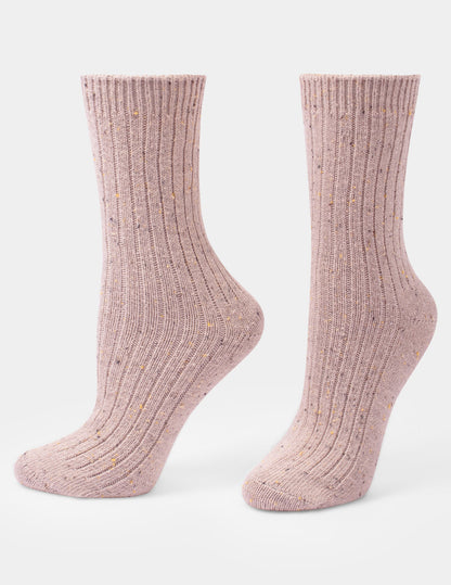 Tweed Ribbed Crew 2 Pair Pack - Ivory | Hue