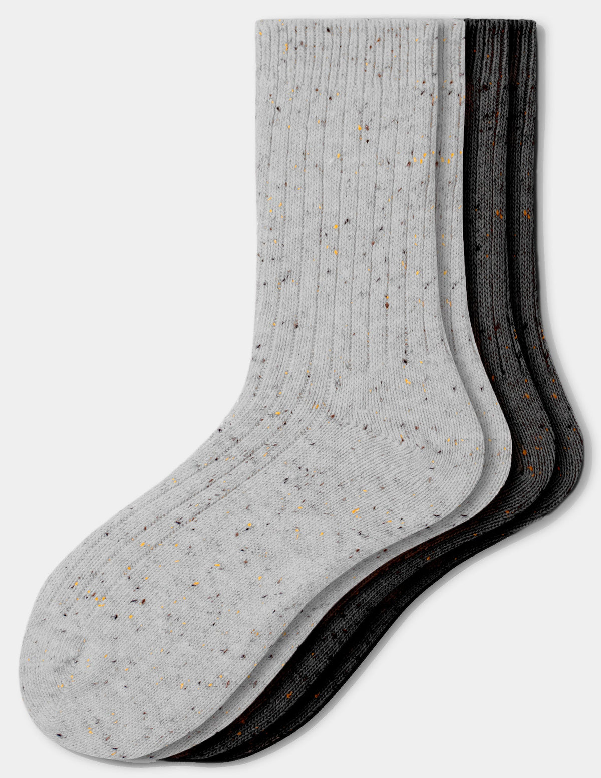 Tweed Ribbed Crew 2 Pair Pack - Light Grey Heather | Hue