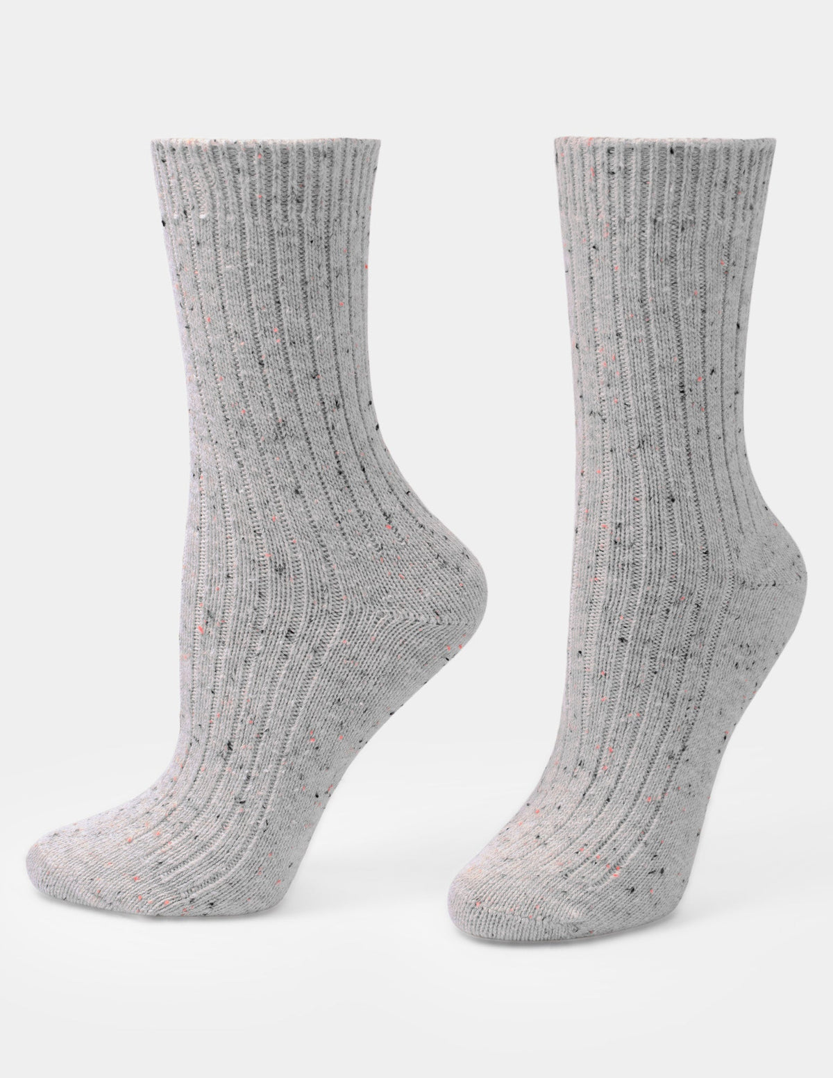 Tweed Ribbed Crew 2 Pair Pack - Light Grey Heather | Hue