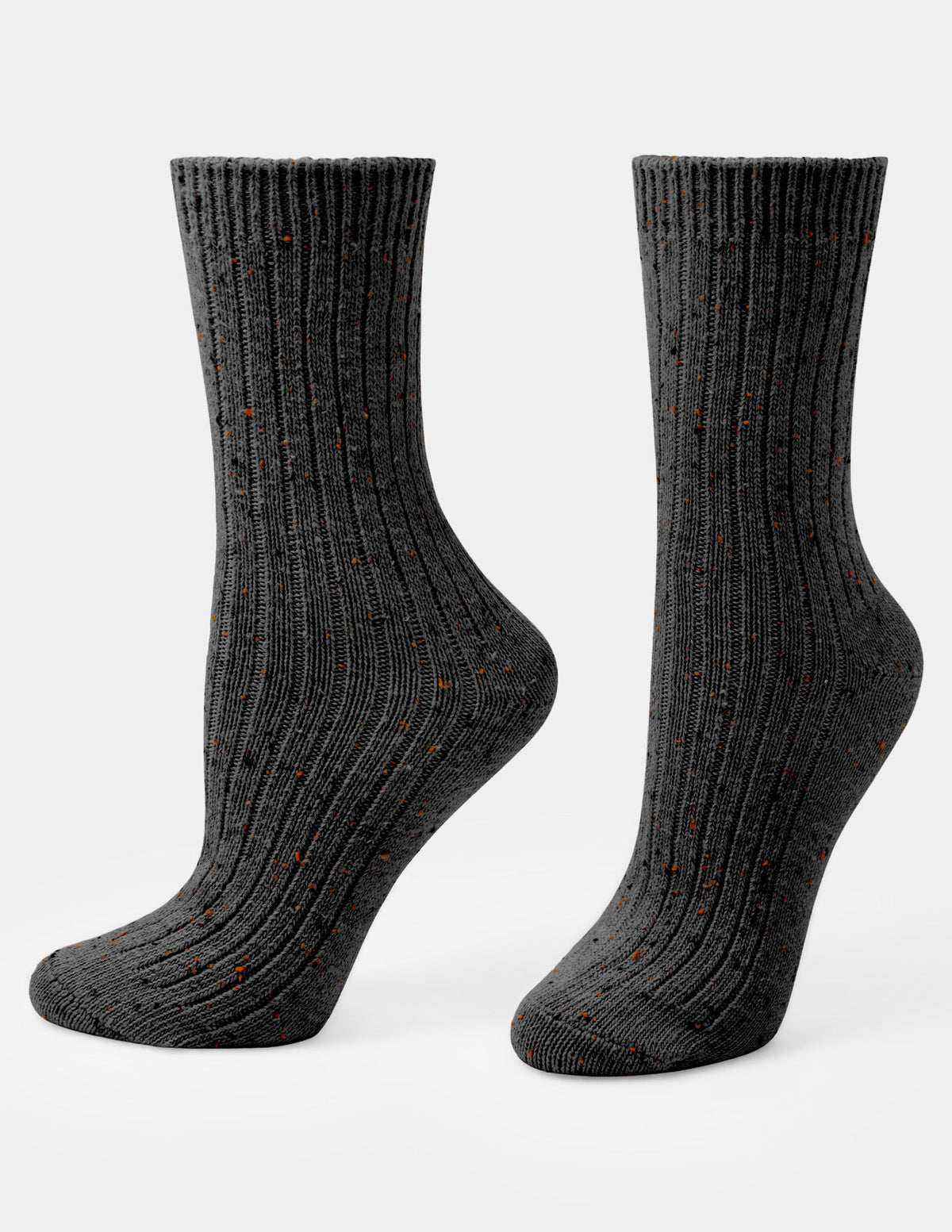Tweed Ribbed Crew 2 Pair Pack - Light Grey Heather | Hue
