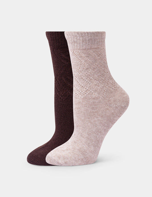 Pointelle Argyle Boot Sock 2 Pair Pack - Oatmeal | Hue
