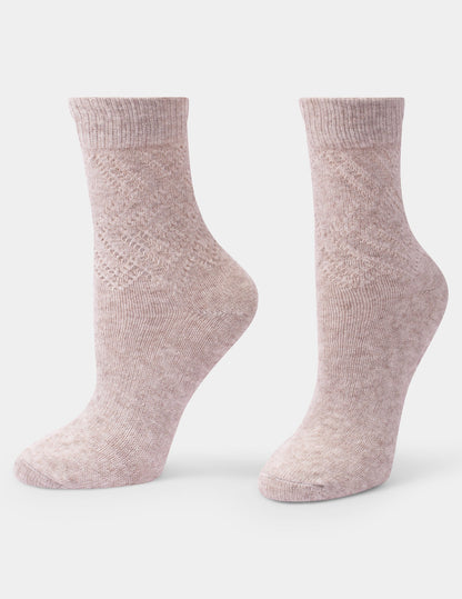 Pointelle Argyle Boot Sock 2 Pair Pack - Oatmeal | Hue