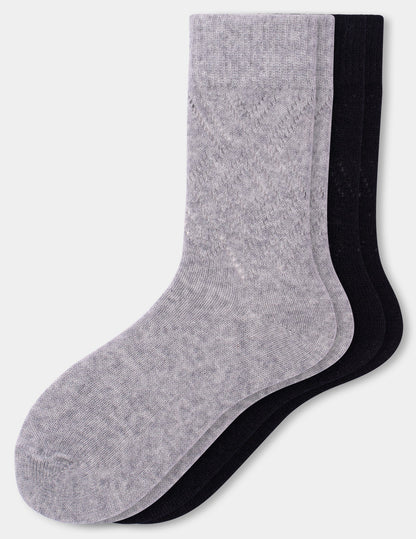 Pointelle Argyle Boot Sock 2 Pair Pack - Grey | Hue
