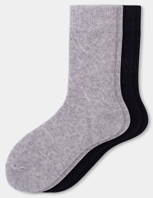 Pointelle Argyle Boot Sock 2 Pair Pack - Grey | Hue