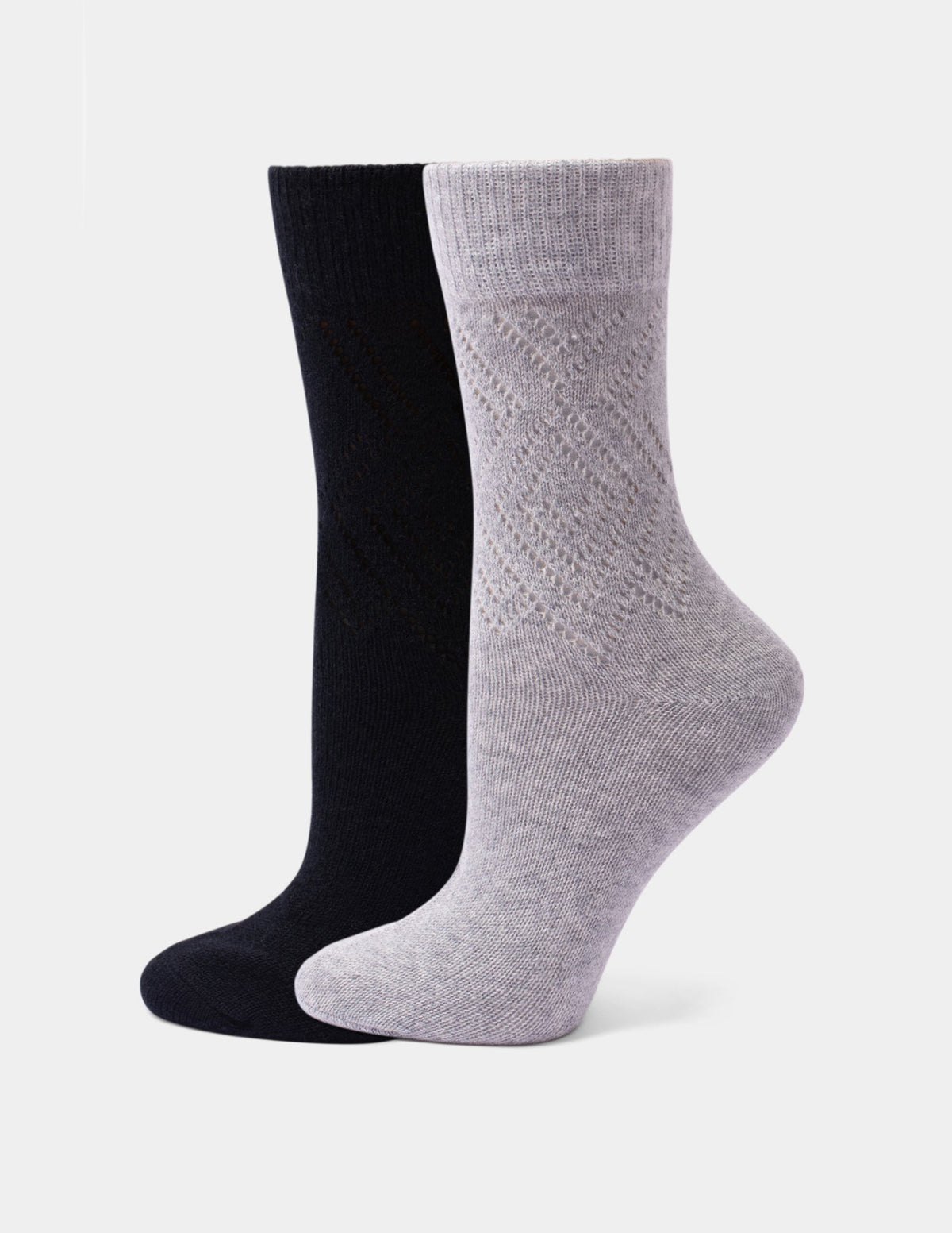 Pointelle Argyle Boot Sock 2 Pair Pack - Grey | Hue