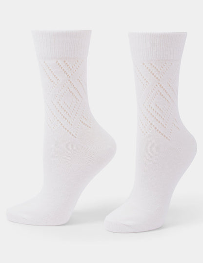 Pointelle Argyle Boot Sock 2 Pair Pack - Ivory | Hue
