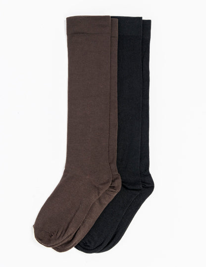 Modal Knee Sock 2 Pair Pack One Size - Espresso | Hue