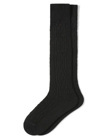 Cable Knee Sock - Black | Hue