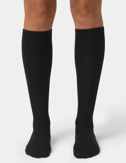 Cable Knee Sock - Black | Hue
