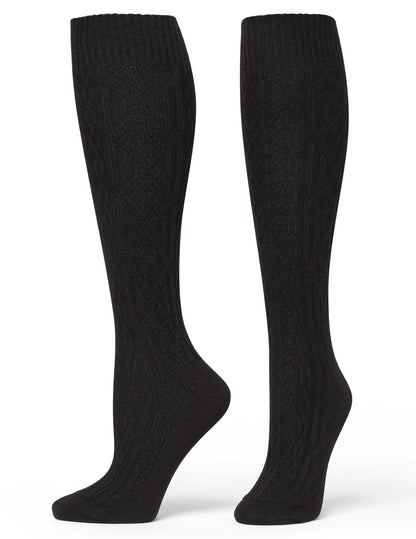 Cable Knee Sock - Black | Hue