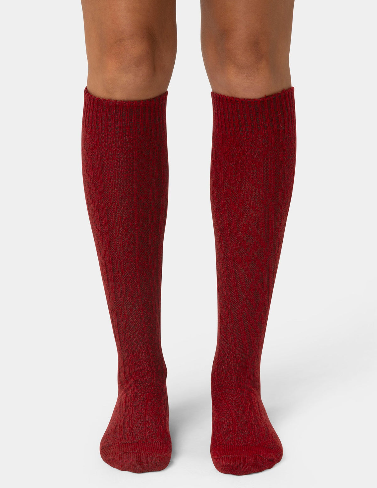 Cable Knee Sock - Rio Red | Hue