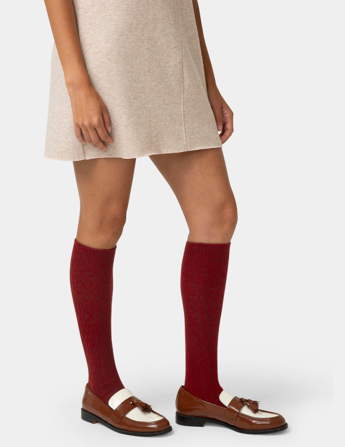 Cable Knee Sock - Rio Red | Hue