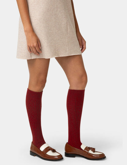 Cable Knee Sock - Rio Red | Hue
