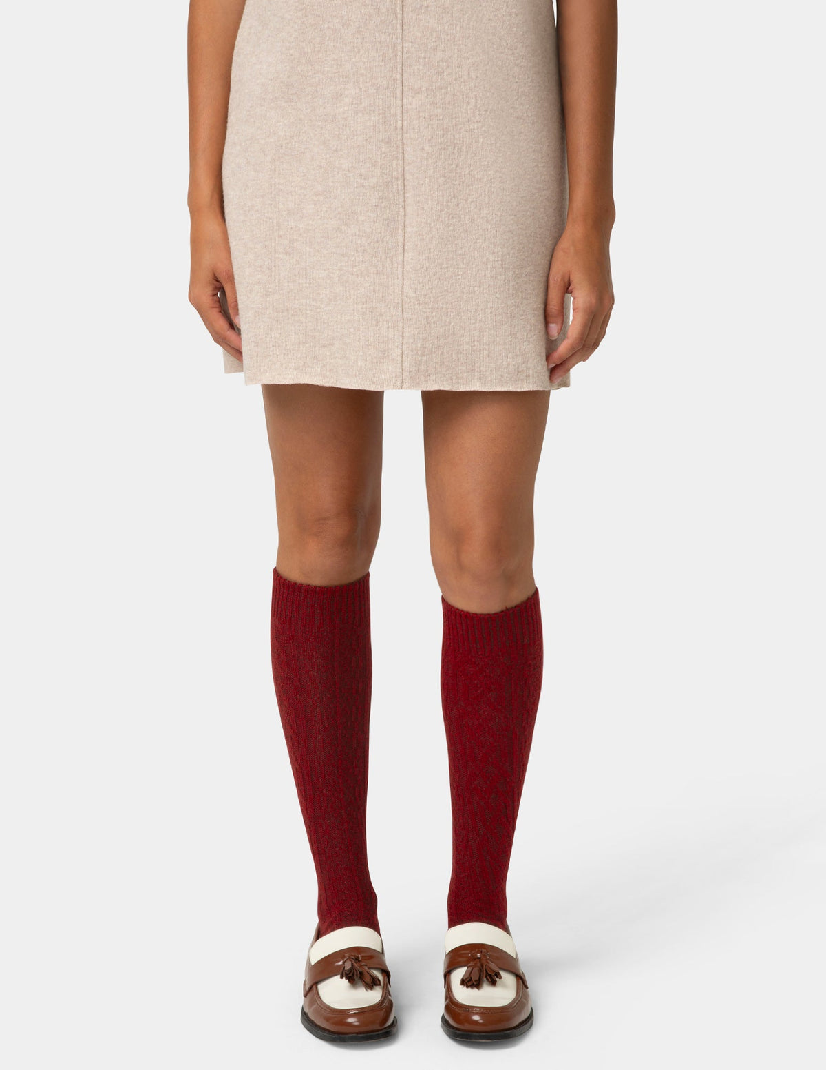 Cable Knee Sock - Rio Red | Hue