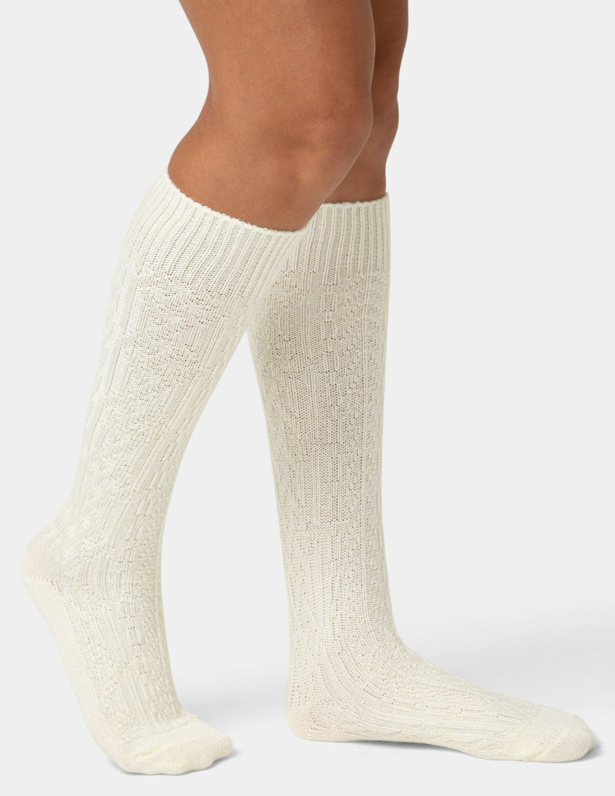 Cable Knee Sock - Ivory | Hue