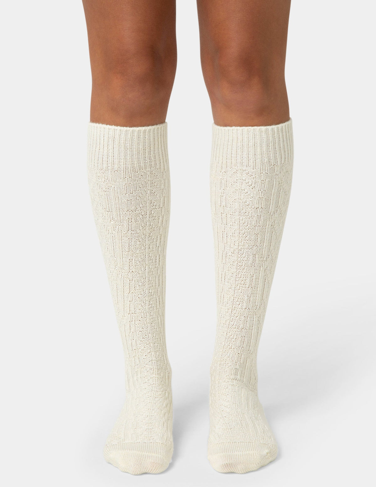Cable Knee Sock - Ivory | Hue