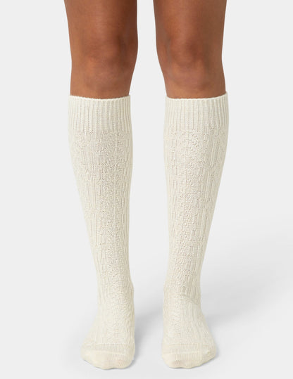 Cable Knee Sock - Ivory | Hue