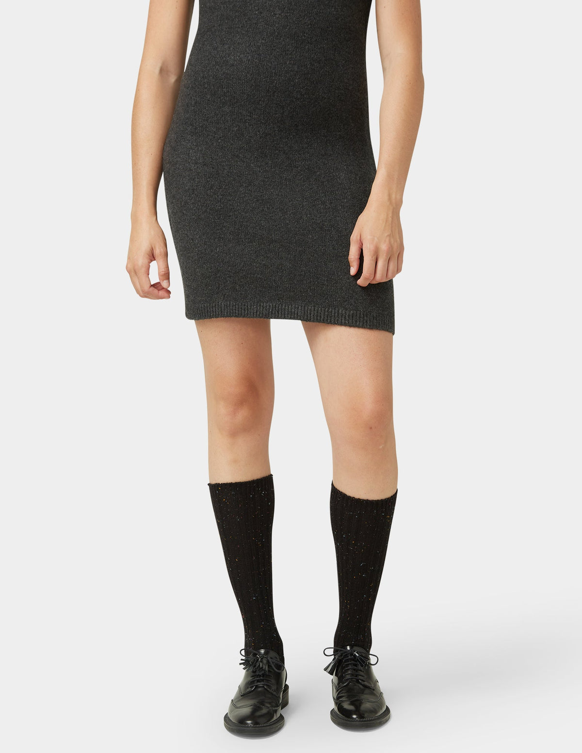 Ribbed Tweed Knee Sock - Black | Hue