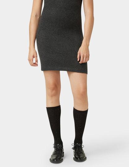 Ribbed Tweed Knee Sock - Black | Hue