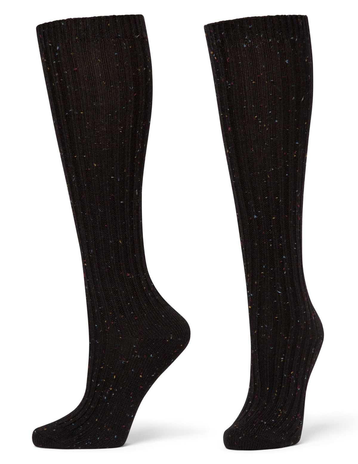 Ribbed Tweed Knee Sock - Black | Hue