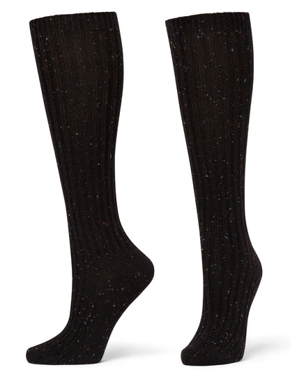 Ribbed Tweed Knee Sock - Black | Hue