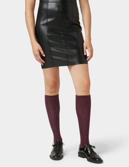 Ribbed Tweed Knee Sock - Deep Burgundy | Hue
