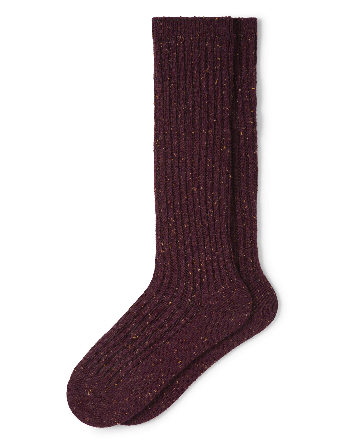 Ribbed Tweed Knee Sock - Deep Burgundy | Hue