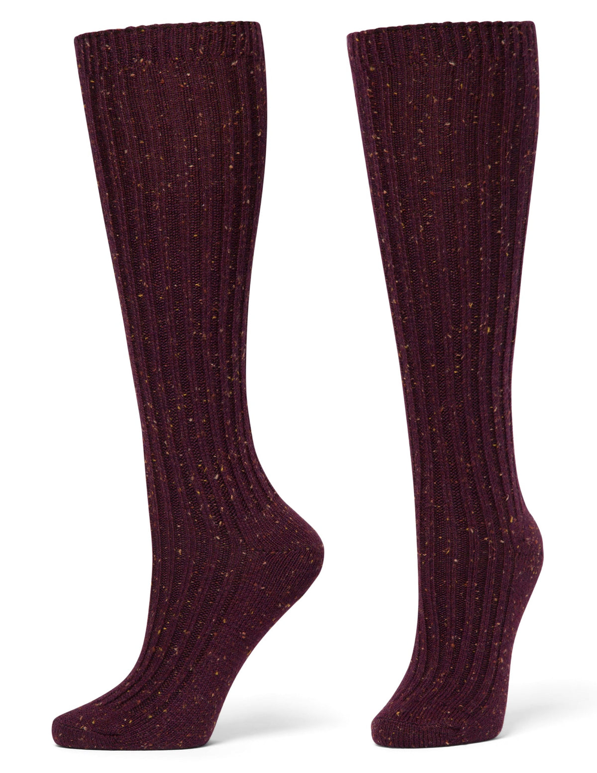 Ribbed Tweed Knee Sock - Deep Burgundy | Hue