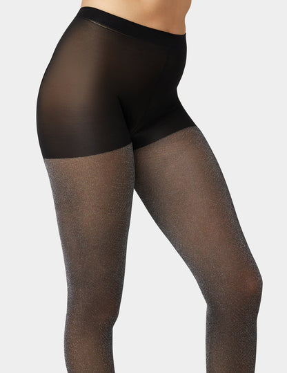 Shimmer Diamond Tight With Control Top - Black | Hue