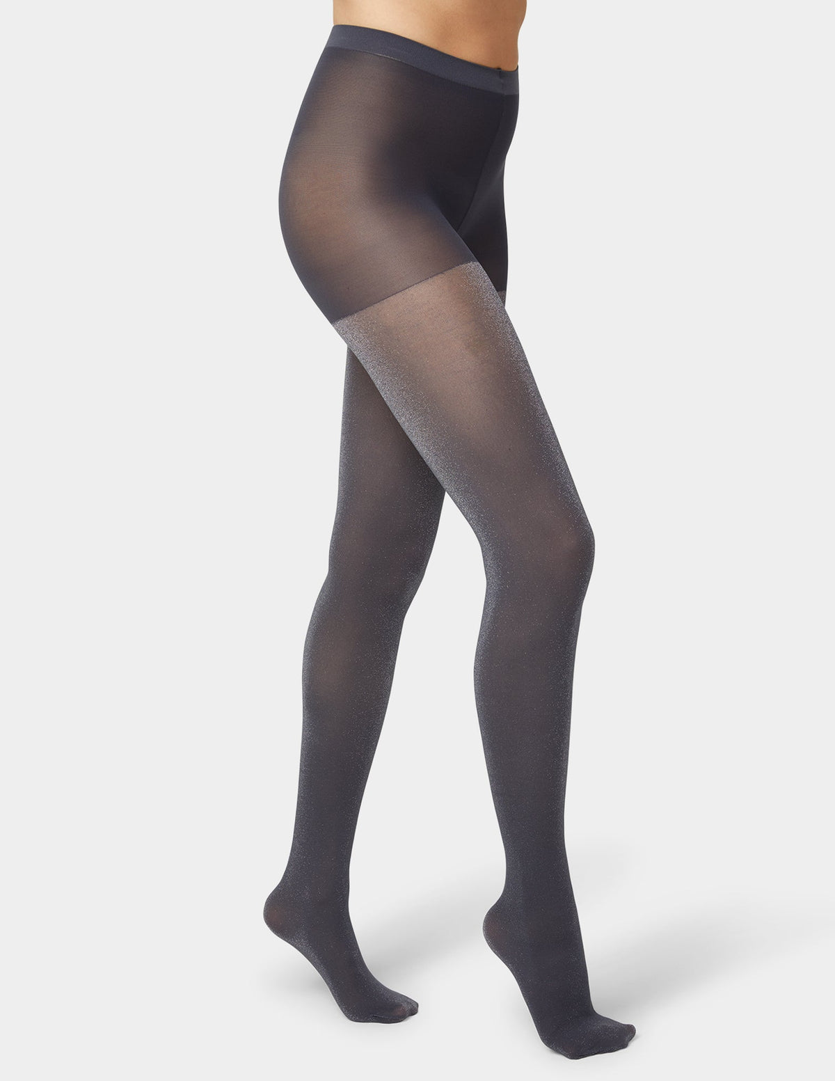 Metallic Opaque Tight With Control Top - Silver | Hue