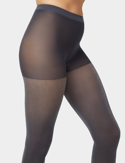 Metallic Opaque Tight With Control Top - Silver | Hue